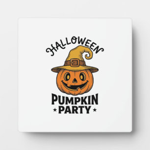 Halloween Pumpkin Shirt Vintage Witch Hat Fun_1 Plaque