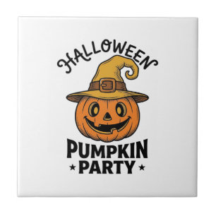 Halloween Pumpkin Shirt Vintage Witch Hat Fun_1 Tile