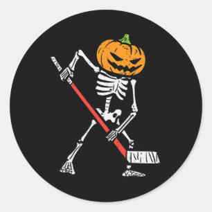 Halloween Pumpkin Skeleton Ice Hockey Costume Men Classic Round Sticker
