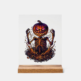 Halloween Pumpkin Skeleton Magic Portal Flames_1 Acrylic Sign