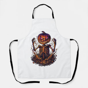 Halloween Pumpkin Skeleton Magic Portal Flames_1 Apron