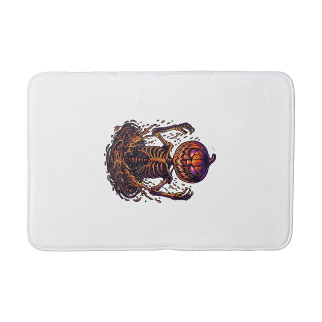 Halloween Pumpkin Skeleton Magic Portal Flames_1 Bath Mat (Front)