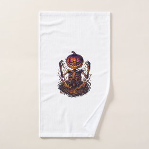 Halloween Pumpkin Skeleton Magic Portal Flames_1 Hand Towel