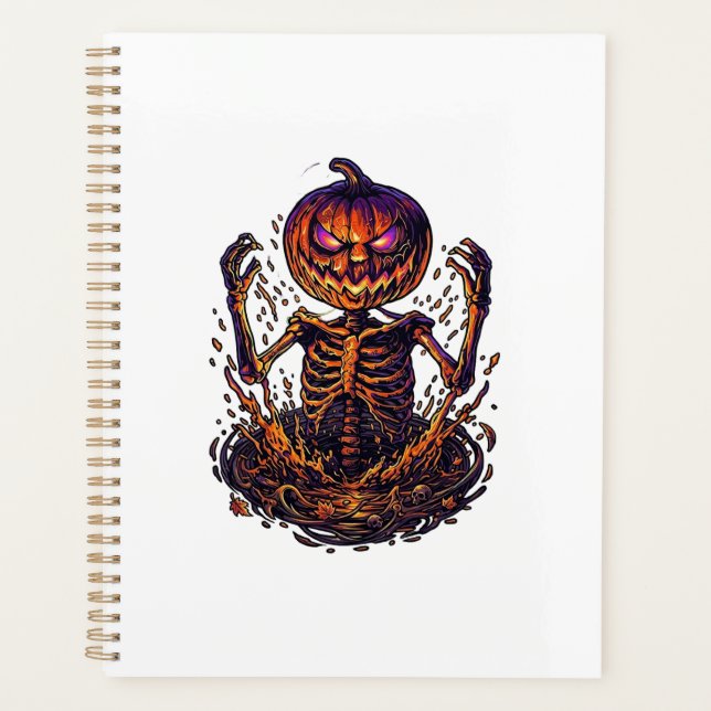 Halloween Pumpkin Skeleton Magic Portal Flames_1 Planner (Front)