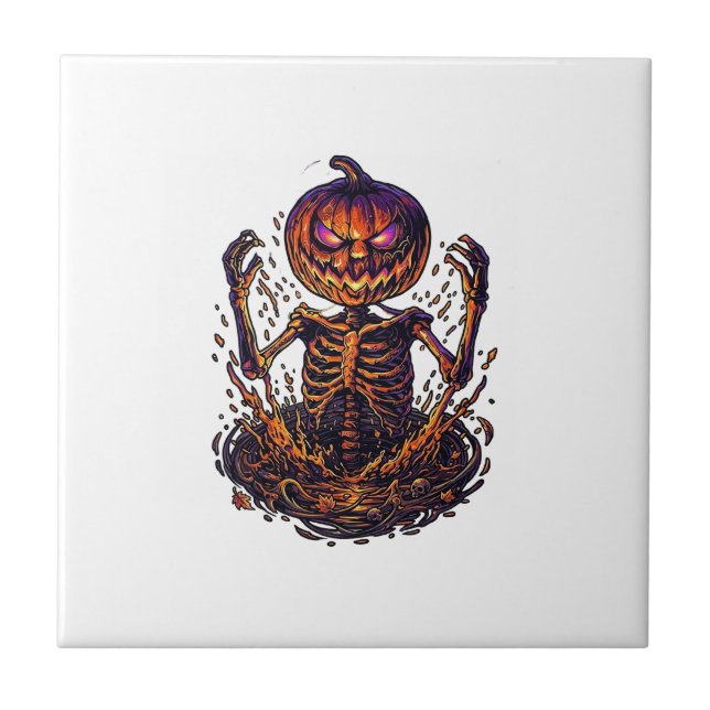 Halloween Pumpkin Skeleton Magic Portal Flames_1 Tile (Front)