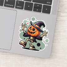 Halloween pumpkin skeleton sticker 