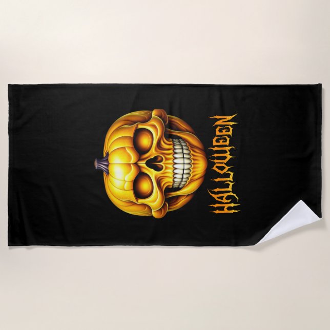 HALLOWEEN PUMPKIN SKULL BEACH TOWEL (Front)
