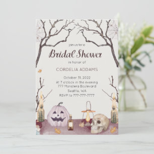 Halloween Pumpkin Skull Bridal Shower Invitation