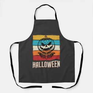 Halloween Pumpkin Skull Retro Vintage Apron