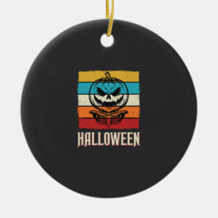 Halloween Pumpkin Skull Retro Vintage Ceramic Tree Decoration