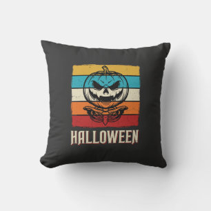 Halloween Pumpkin Skull Retro Vintage Cushion