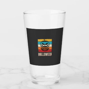 Halloween Pumpkin Skull Retro Vintage Glass
