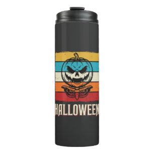 Halloween Pumpkin Skull Retro Vintage Thermal Tumbler