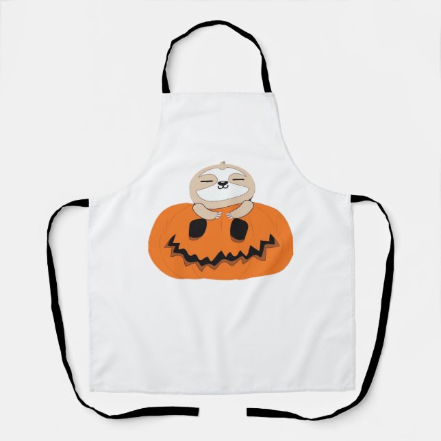 Halloween Pumpkin Sloth Classic T-Shirt Apron (Front)