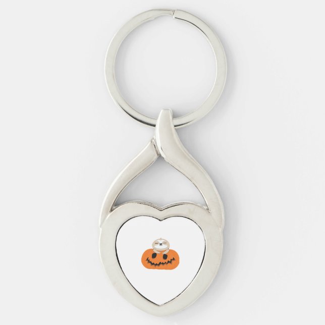 Halloween Pumpkin Sloth Classic T-Shirt Key Ring (Front)