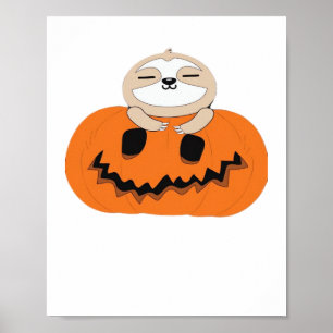 Halloween Pumpkin Sloth Classic T-Shirt Poster