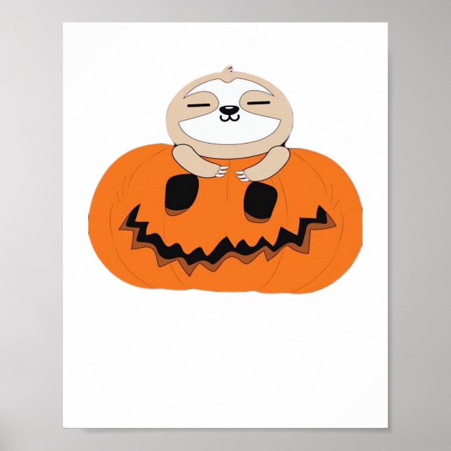 Halloween Pumpkin Sloth Classic T-Shirt Poster (Front)