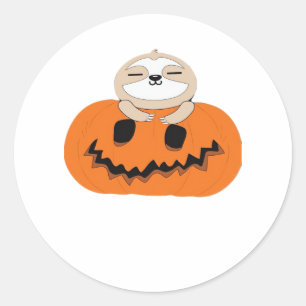 Halloween Pumpkin Sloth Classic T-Shirt Round Sticker
