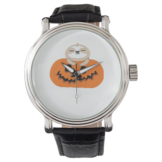 Halloween Pumpkin Sloth Classic T-Shirt Watch (Front)
