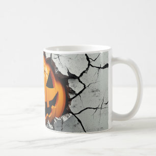 Halloween Pumpkin Smash Mug – Spooky Cracked Wall 