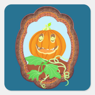 Halloween pumpkin smiling whimsical and spooky square sticker
