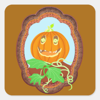 Halloween pumpkin smiling whimsical and spooky square sticker