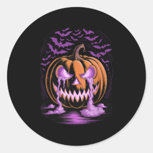 Halloween Pumpkin Soky Season Bats  Classic Round Sticker