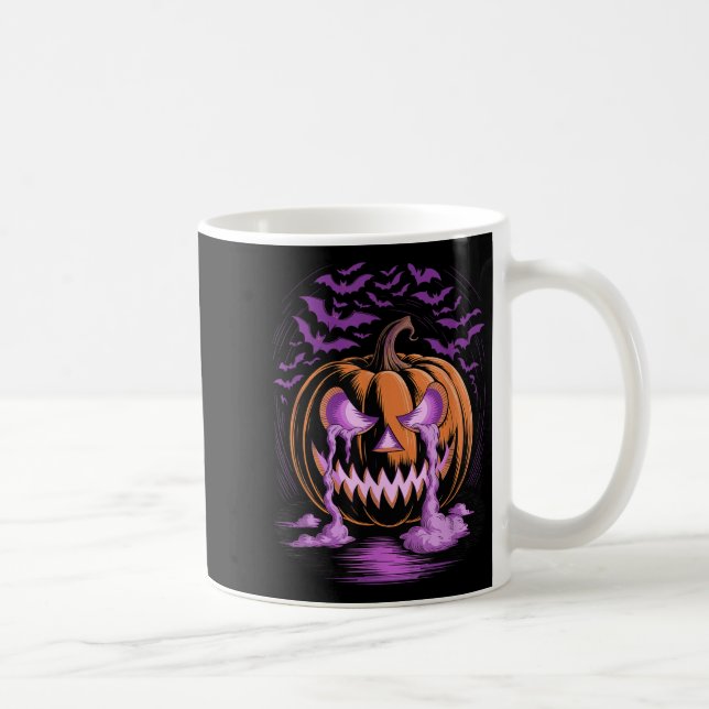 Halloween Pumpkin Soky Season Bats  Coffee Mug (Right)