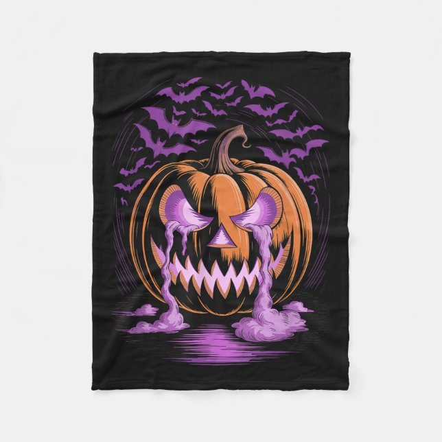 Halloween Pumpkin Soky Season Bats  Fleece Blanket (Front)