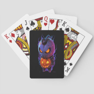 Halloween Pumpkin Soldier   Pumpkin Cyborg Warrior Playing Cards
