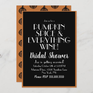 Halloween Pumpkin Spice and Wine Bridal Shower Invitation