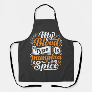 Halloween Pumpkin Spice Blood Type Retro Typograph Apron