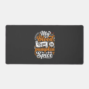 Halloween Pumpkin Spice Blood Type Retro Typograph Desk Mat