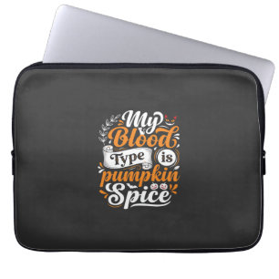 Halloween Pumpkin Spice Blood Type Retro Typograph Laptop Sleeve