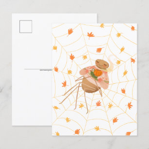 Halloween Pumpkin Spice Cosy Spider Postcard