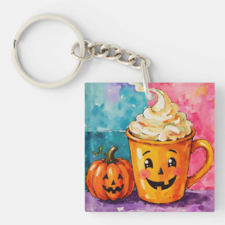 Halloween Pumpkin Spice Latte  Key Ring