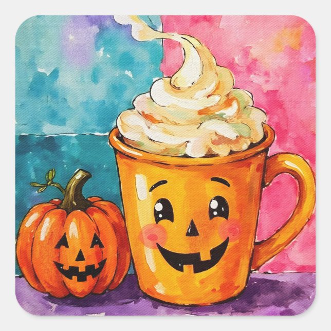 Halloween Pumpkin Spice Latte  Square Sticker (Front)