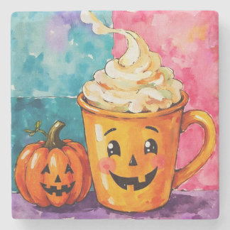 Halloween Pumpkin Spice Latte Stone Coaster