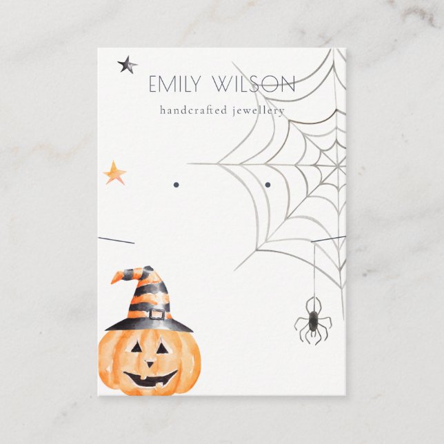 Halloween Pumpkin Spider Earring Necklace Display Business Card (Front)