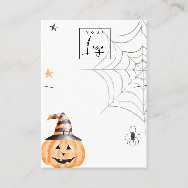 Halloween Pumpkin Spider Logo Necklace Jewellery Business Card (Front)