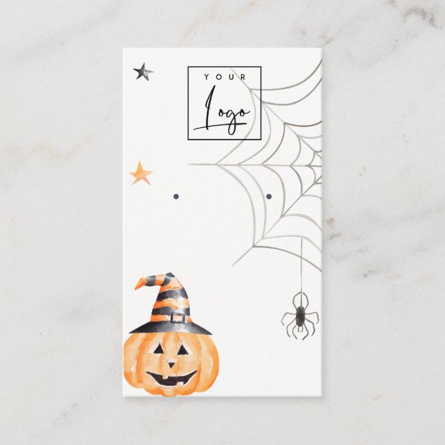 Halloween Pumpkin Spider Logo Stud Earring Display Business Card (Front)