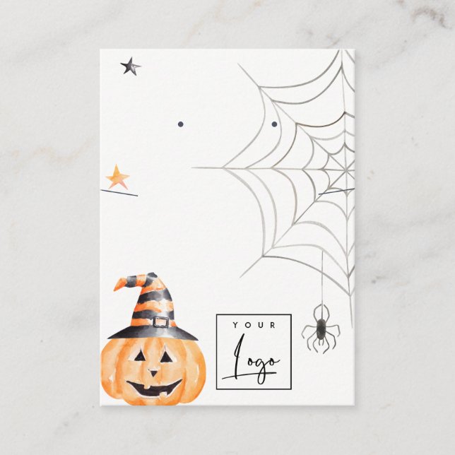 Halloween Pumpkin Spider Web Logo Earring Necklace Business Card (Front)