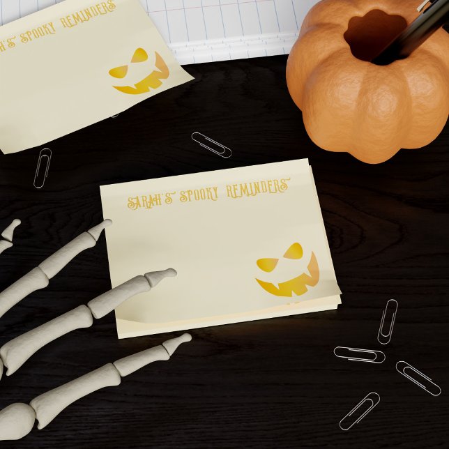 Halloween Pumpkin Spooky Reminders Post it Notes (Spooky pumpkin post it notes for all Halloween reminders. Just add your name)