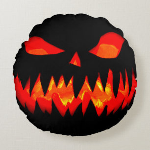 Halloween Pumpkin Spooky Scary Horror Creepy Round Cushion