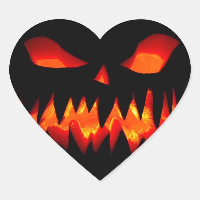 Halloween Pumpkin Spooky Scary Horror Orange Heart Sticker (Front)