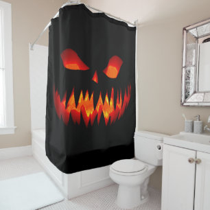Halloween Pumpkin Spooky Scary Horror Orange Shower Curtain