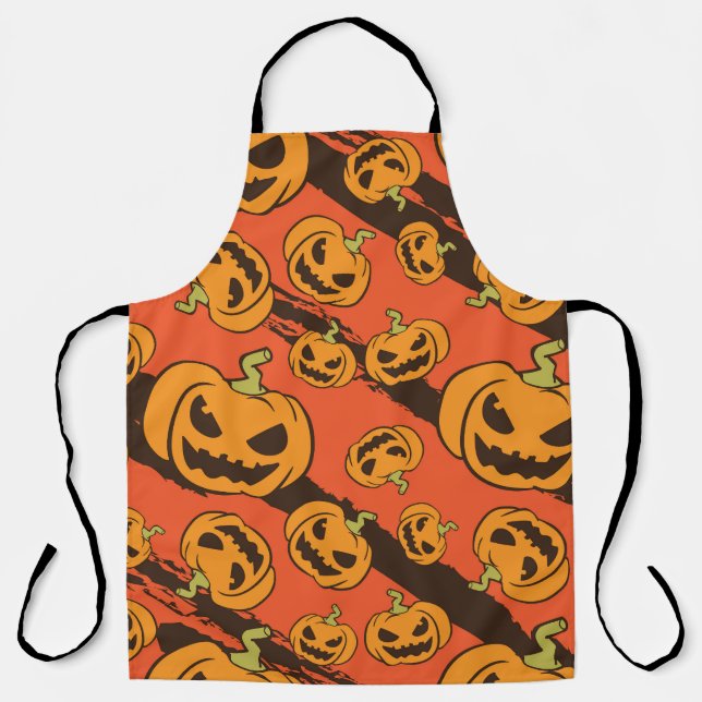 Halloween Pumpkin: Spooky Seamless Pattern Apron (Front)