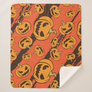Halloween Pumpkin: Spooky Seamless Pattern Sherpa Blanket