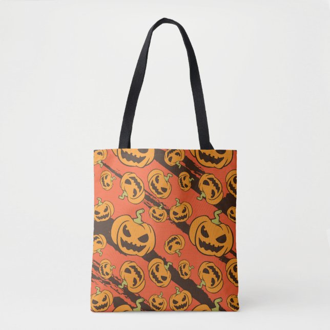 Halloween Pumpkin: Spooky Seamless Pattern Tote Bag (Front)