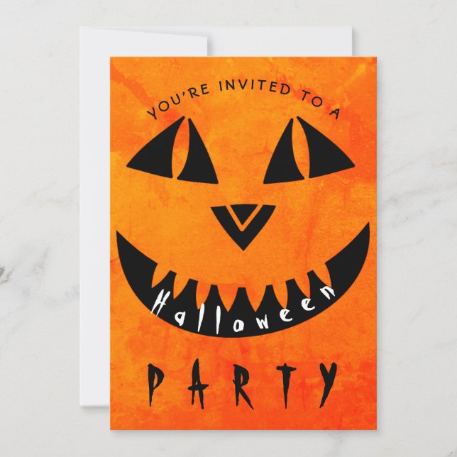 Halloween Pumpkin Spooky Typography Party Invitation (Front)